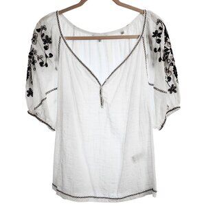 Max Studio Embroidered Peasant Top  Size M